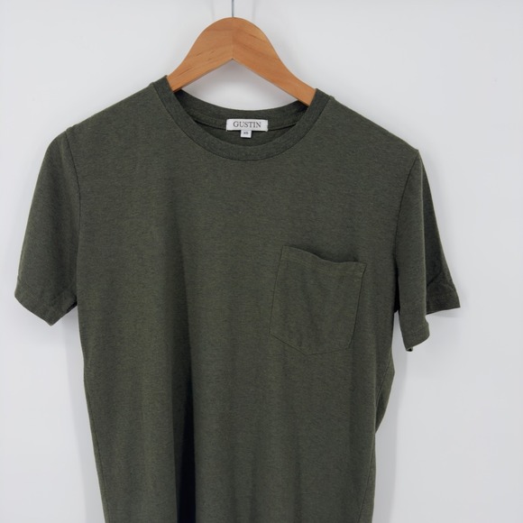 Gustin Mens XS Green Pocket T-Shirt Short Sleeve Casual Cotton Tee USA Made - Picture 2 of 6